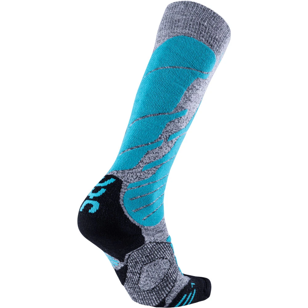 UYN Ski Pro Race Wintersocken Grey Melange/Turquoise Damen 2 UYN Ski Pro Race Wintersocken Grey Melange/Turquoise Damen – Bild 2